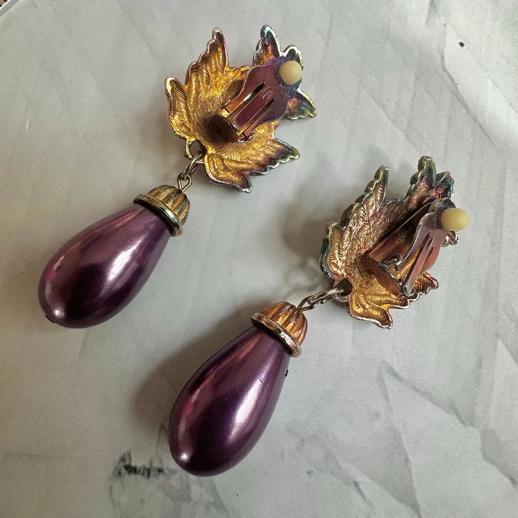 Vintage Iridescent Purple Teardrop Clip - Image 6
