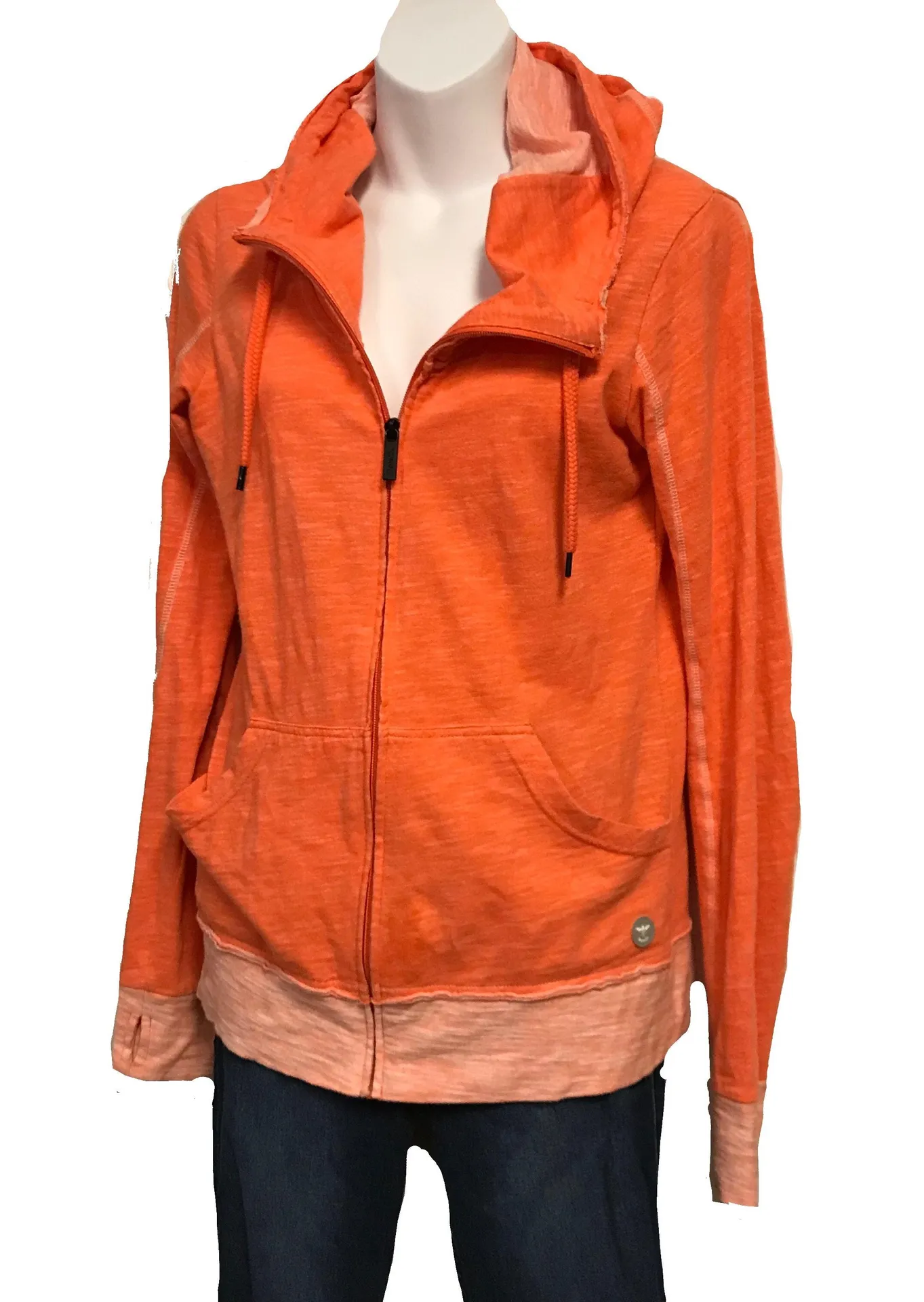 Bench  Orange Hooded Full Zip Sweatshirt Size S - Image 3