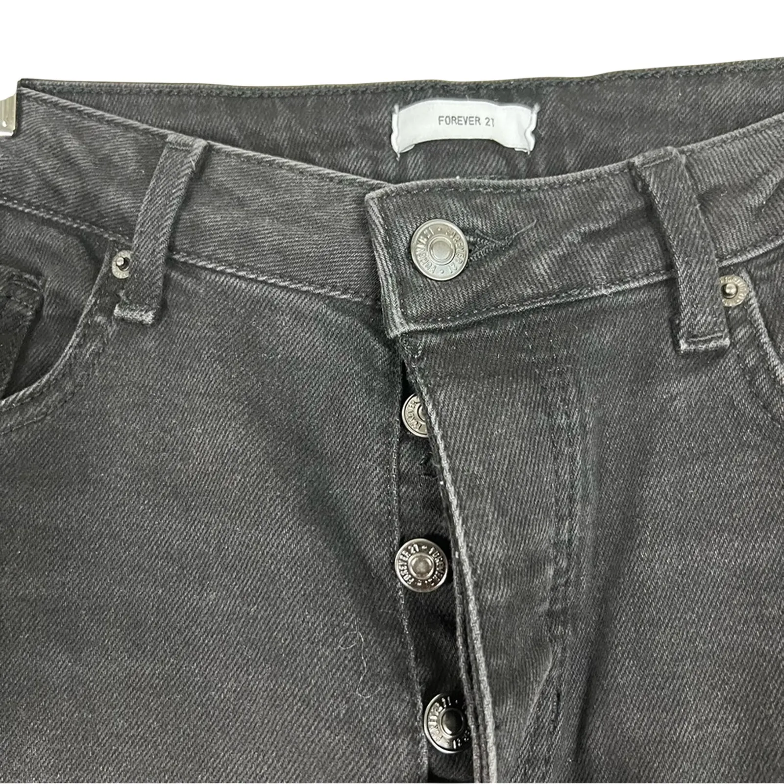 NWT Forever 21 Flare Jeans Womens 28 Black Raw Split Hem Rocker Skater 90s - Image 4