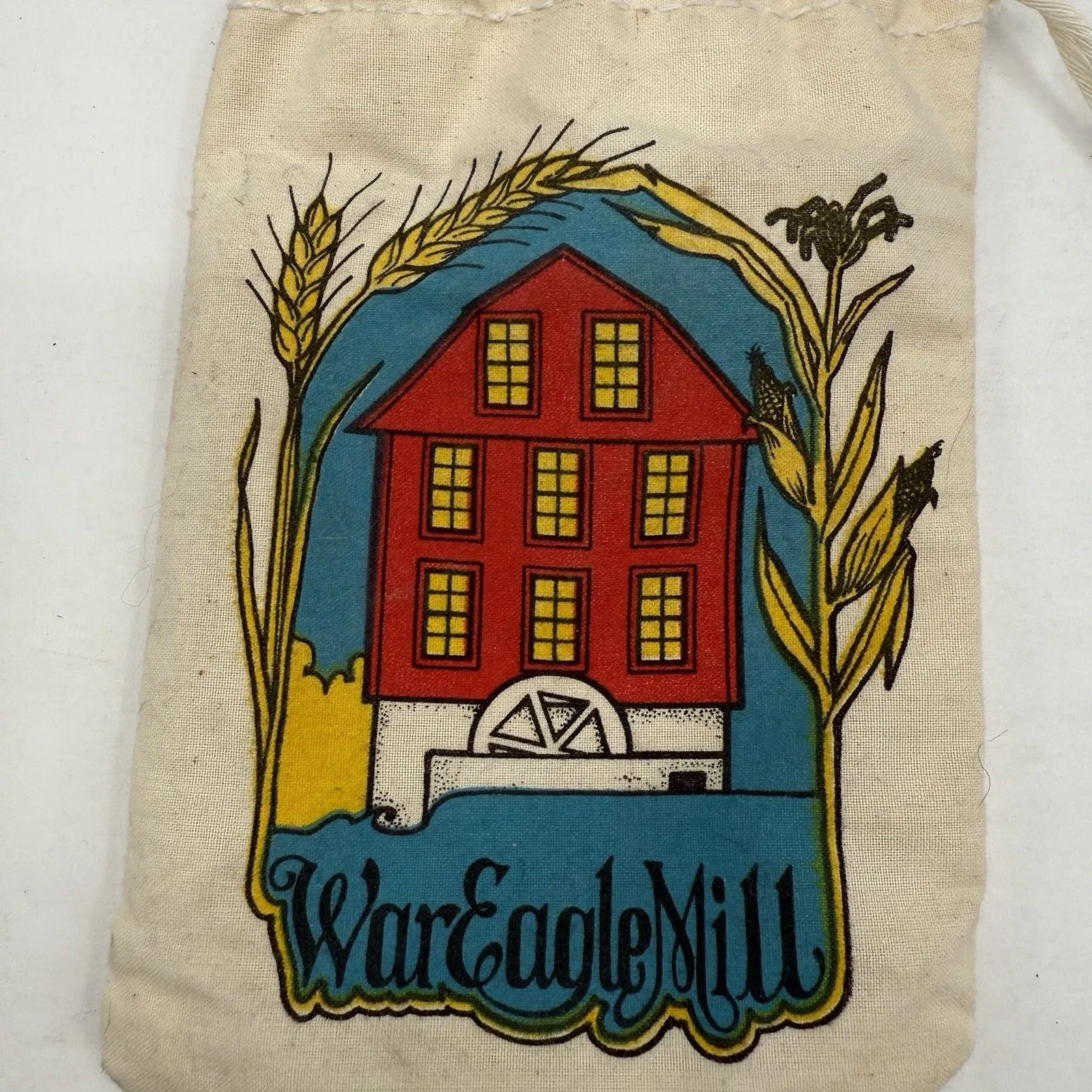 Handmade War Eagle Mill Small Drawstring Bag 7”x5” Graphic Print - Image 2