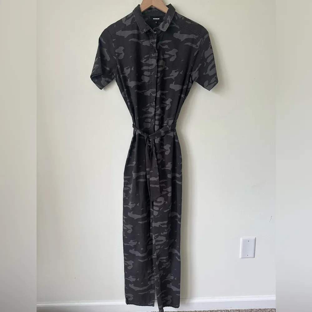 NWOT Monrow Camo Jumpsuit belted XS - Image 4