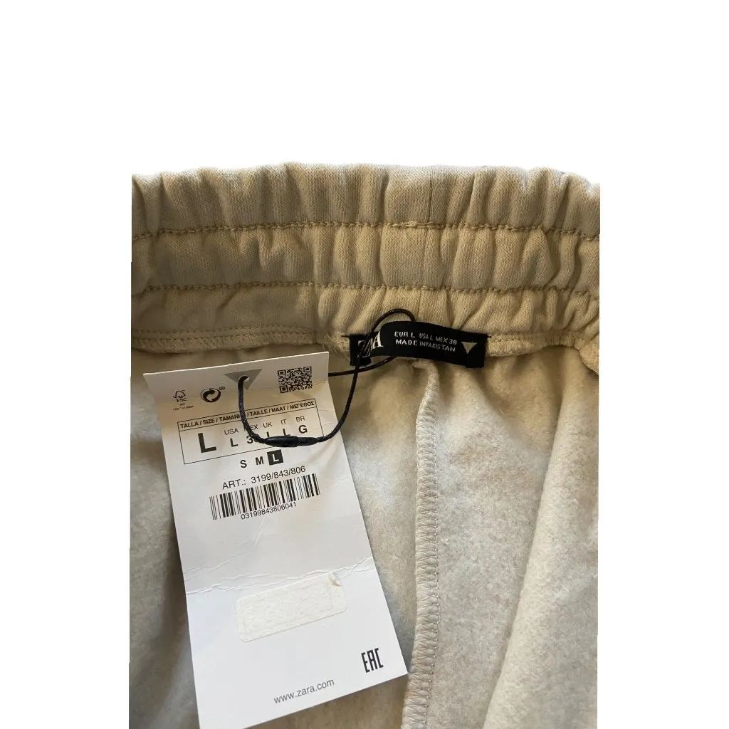 Zara Cargo Jogger Sweatpants Beige L NWT - Image 4
