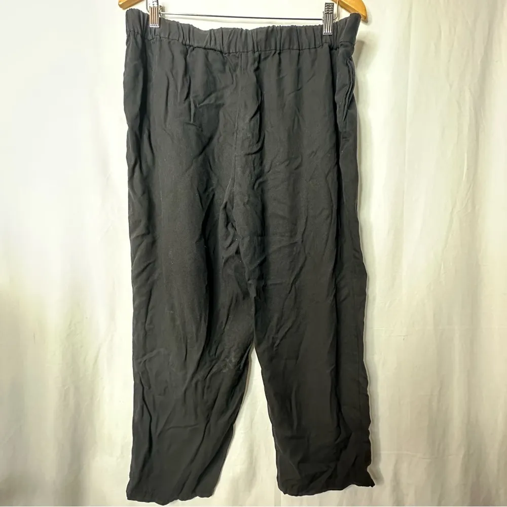 Eileen Fisher Wide Leg Cropped Loose Fit Pants Size Large Black - Image 2