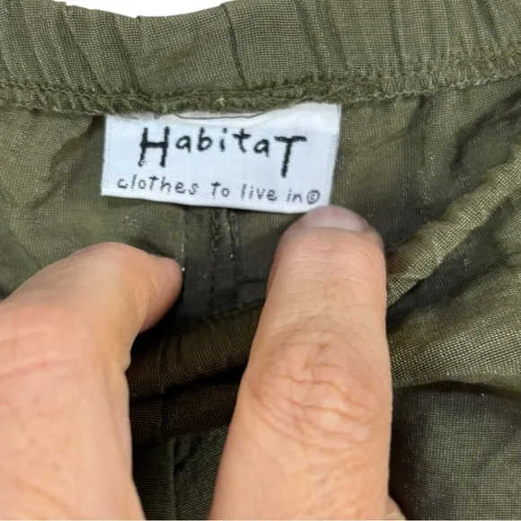 Habitat Wide Leg Baggy Green Pant Cupra Shimmer Sz M Lagenlook‎ Artsy Pull on - Image 2