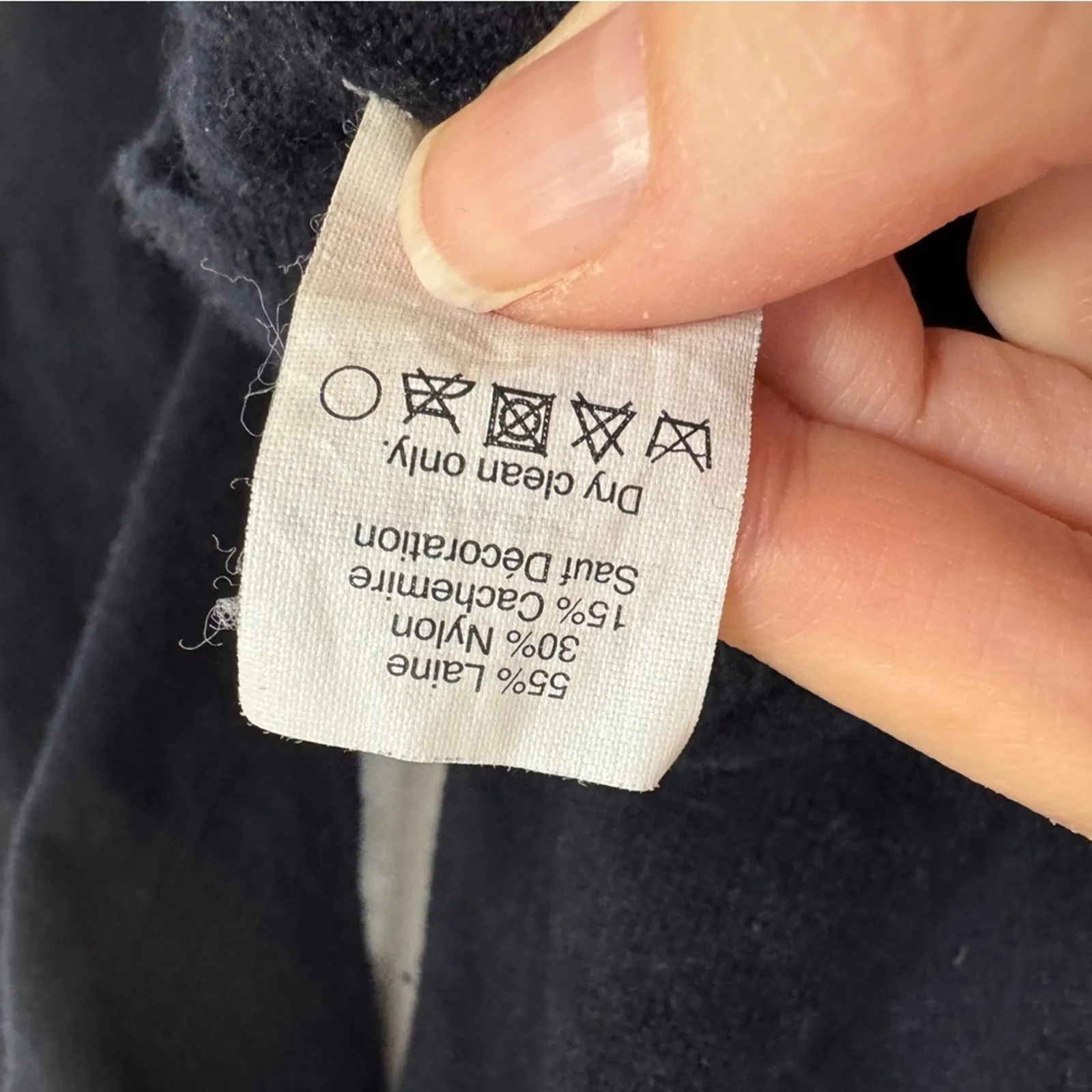 J Crew Navy Blue Beaded Shoulder Cashmere Blend Sweater Womens L Preppy Coquette - Image 4