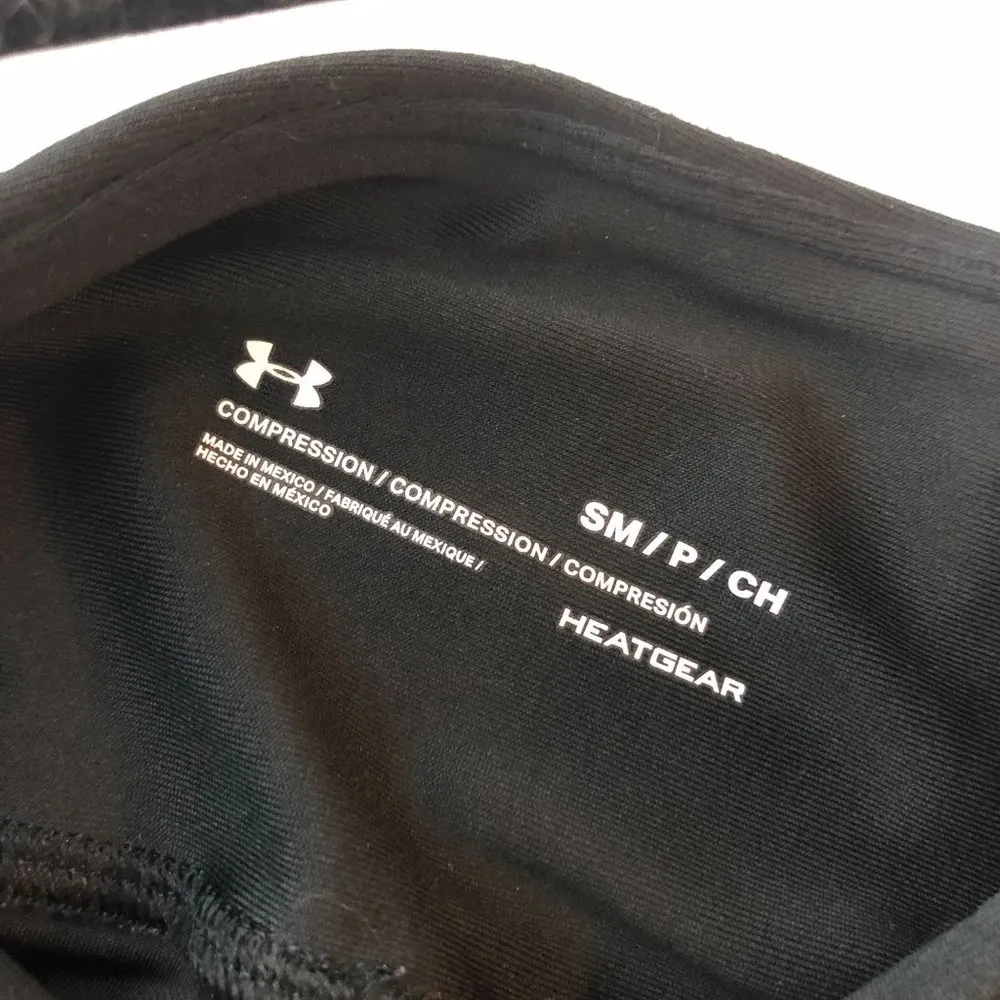 Under Armour Womens Leggings Compression Heatgear Ankle Crop Mesh Black S - Image 5