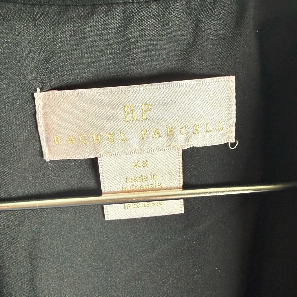 Rachel Parcell Black Satin Wrap Style Midi Dress with Puff Sleeves - Image 7