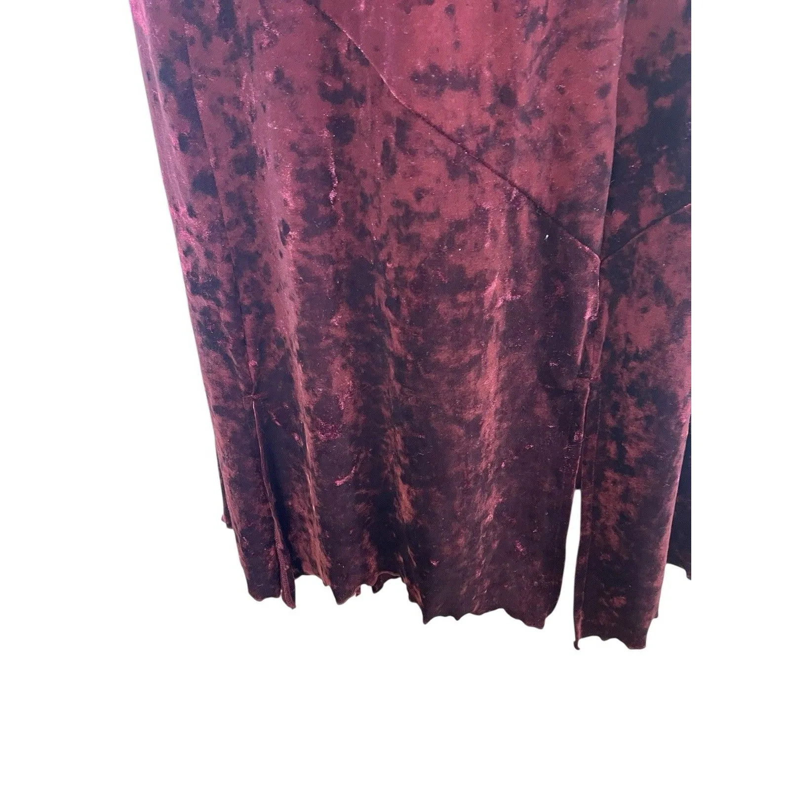 VTG Y2K 90s Fashion Bug Crushed Velvet Gothic 2-Piece Set Skirt Set M Burgundy - Image 3