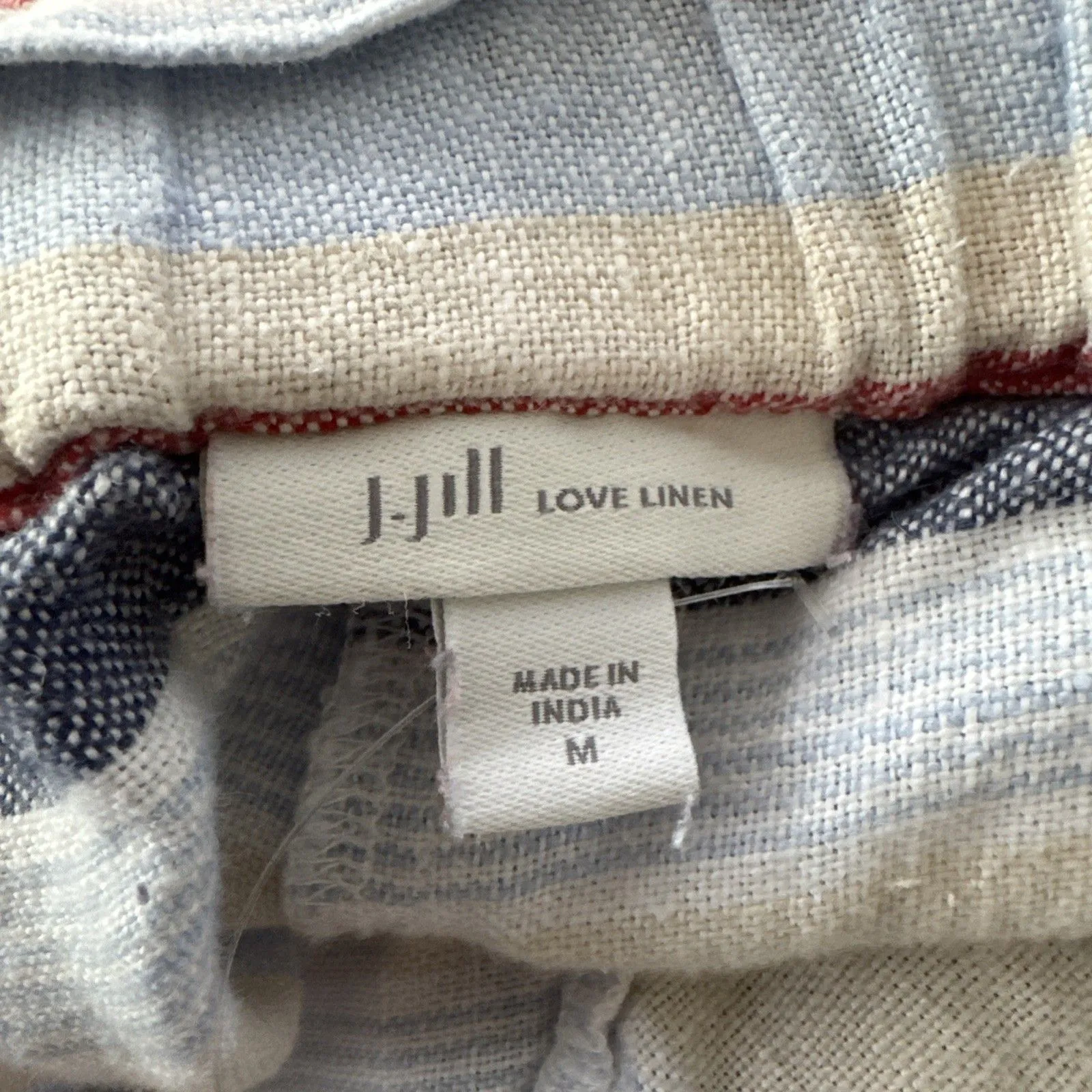 J.Jill Love Linen Striped Shorts Women's Size M Boho Linen Pockets drawstring Blue Size M - Image 2