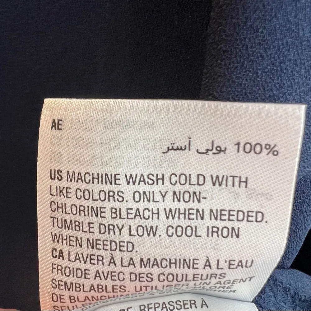 INC Small Chiffon Navy Blue Twisted Front Long Sleeve Sheer Blouse - Image 12