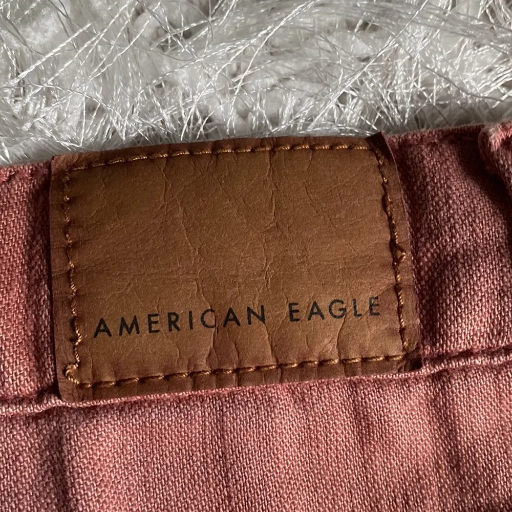 New American Eagle Highest Rise Distressed Raw Hem Mom Denim Cotton Jean Shorts - Image 6