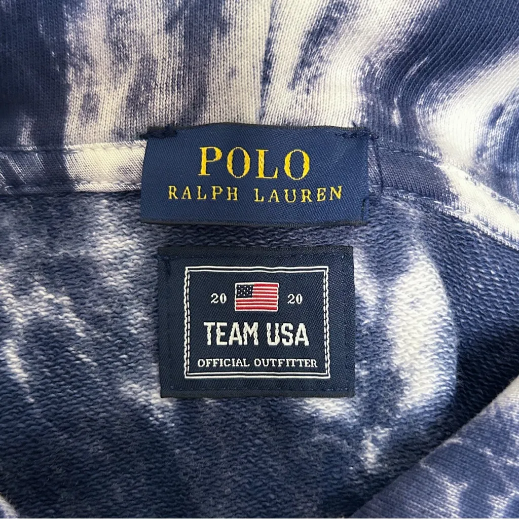 Polo Ralph Lauren Red White Blue Team USA 2020 Tie Dye Hooded Sweatshirt Small - Image 8