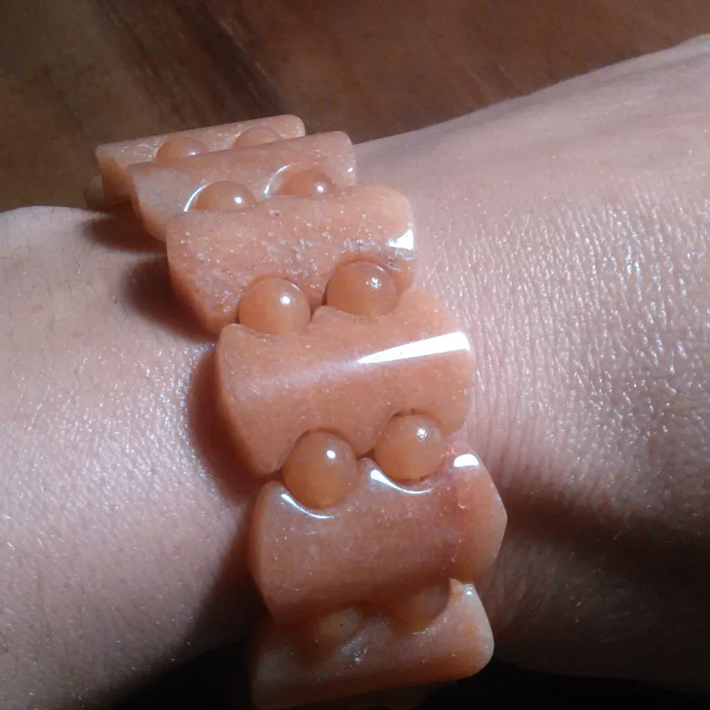 Red Aventurine Fancy Shape Stretch Bracelet - Image 11