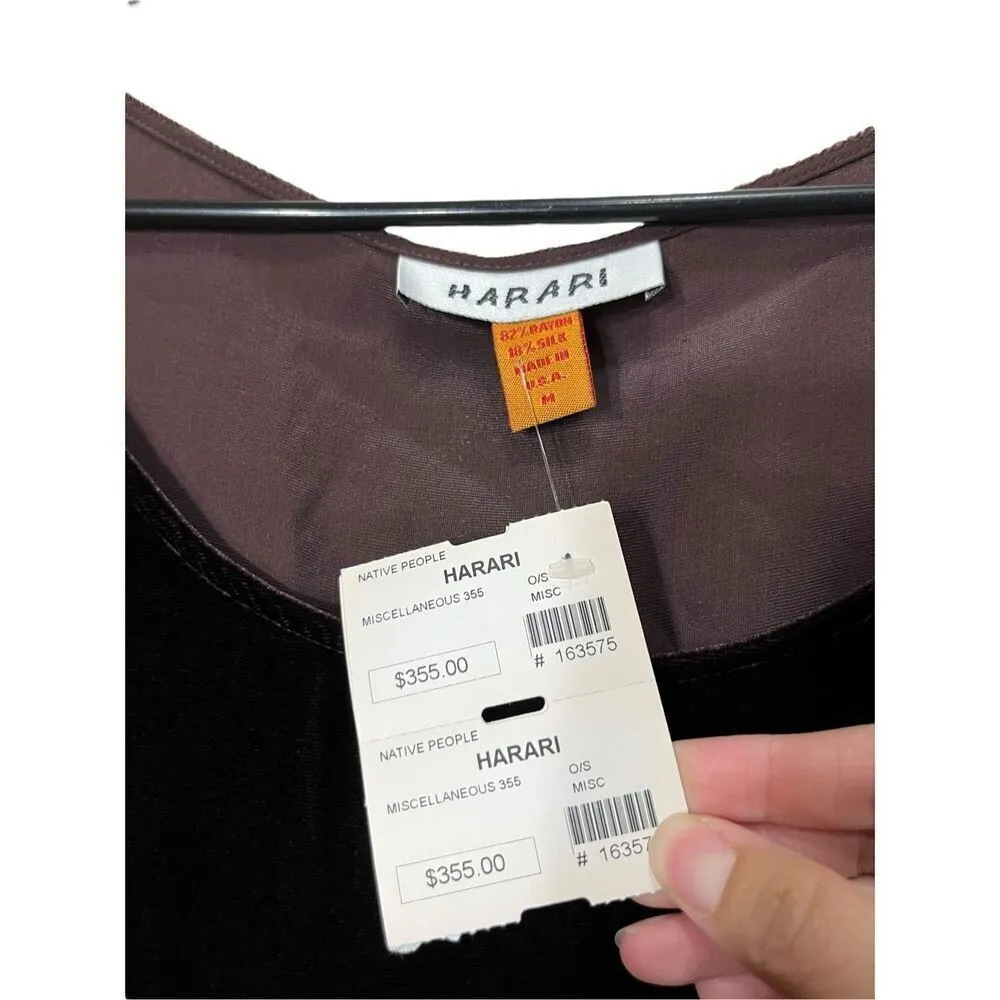 Vintage Harari Silk Blend Dark Brown Velvet Maxi Dress Size M NWT Size M - Image 7