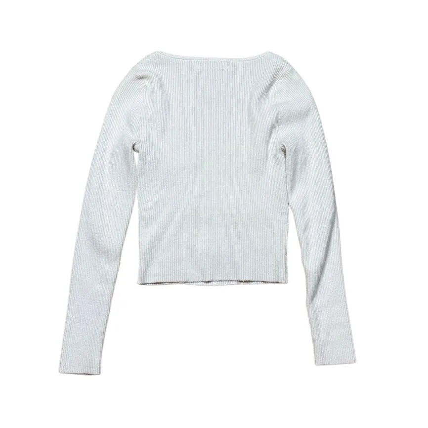 Abercrombie & Fitch Scoop Neck Long Sleeve Sweater Top White Small - Image 4