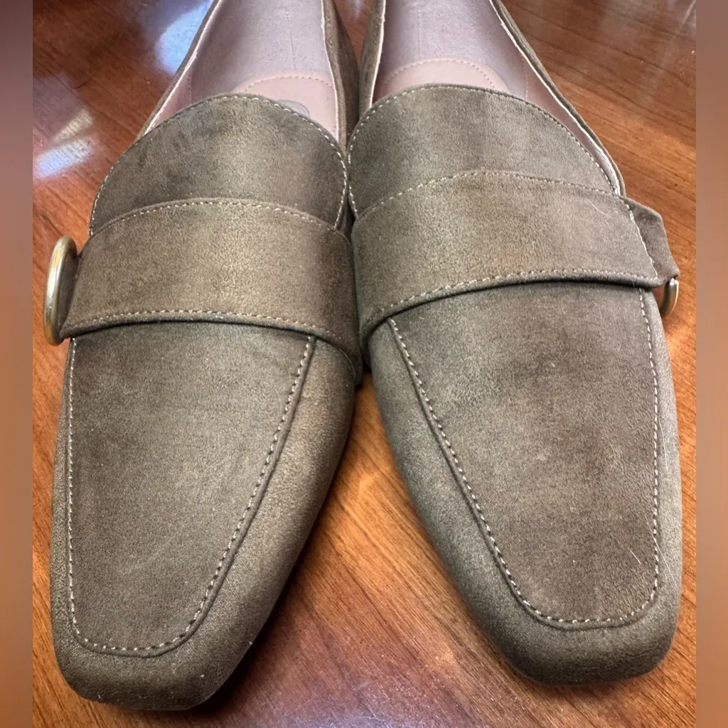 Journee Bentley Square Toe Loafer in Faux Olive Suede- Size 6.5 - Image 2