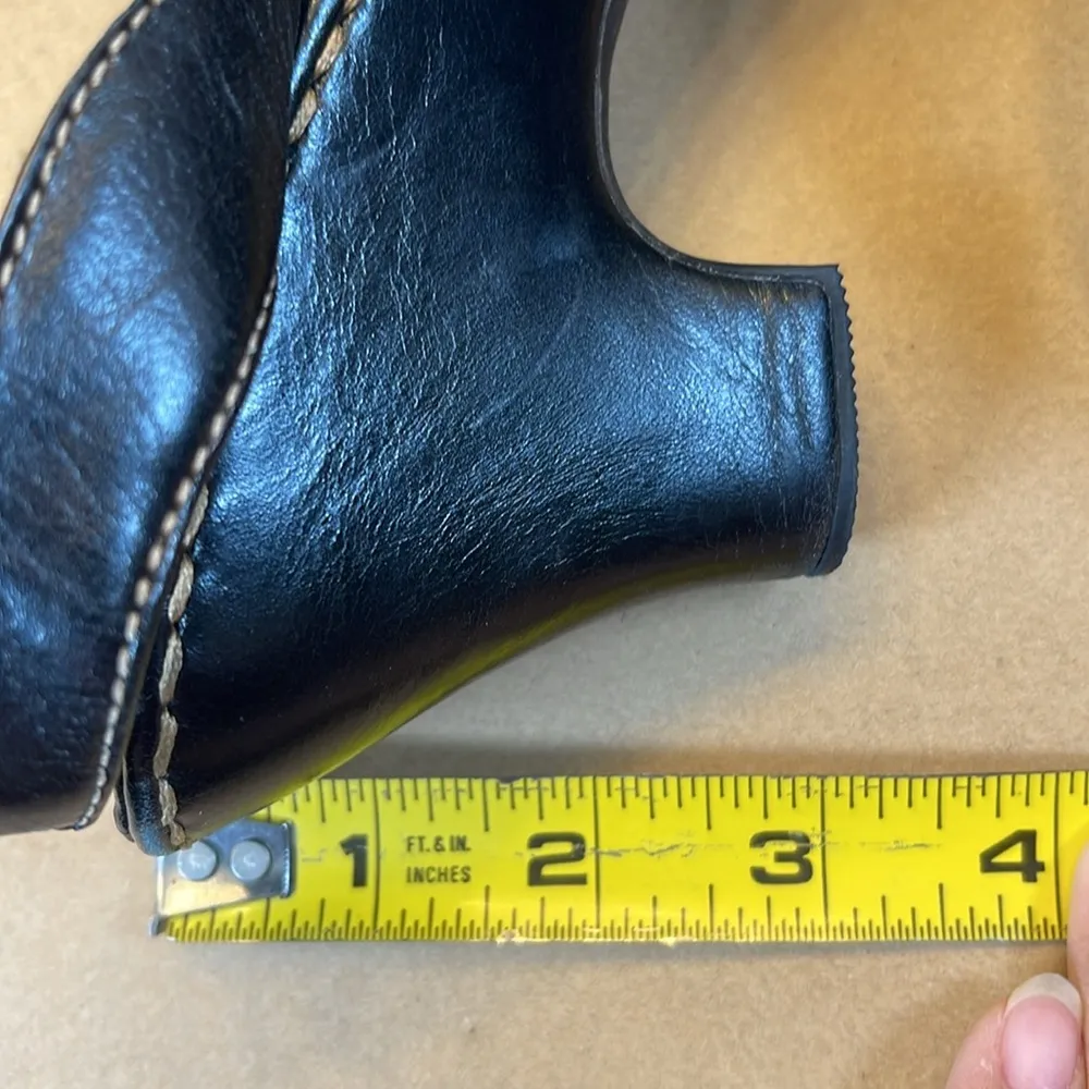 Women's Born Black Leather Kitten Heel 3 Slingback Open Toe Sandals Heels Size 7 - Image 9