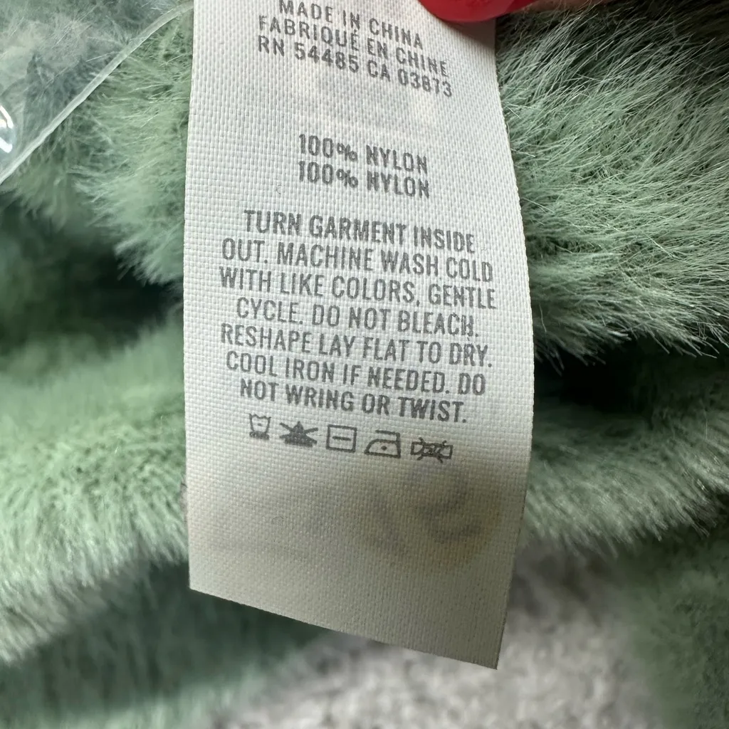 Aerie Sprout Green Fuzzy Cropped Button Up Cardigan Women's Large New With Tags - Image 6