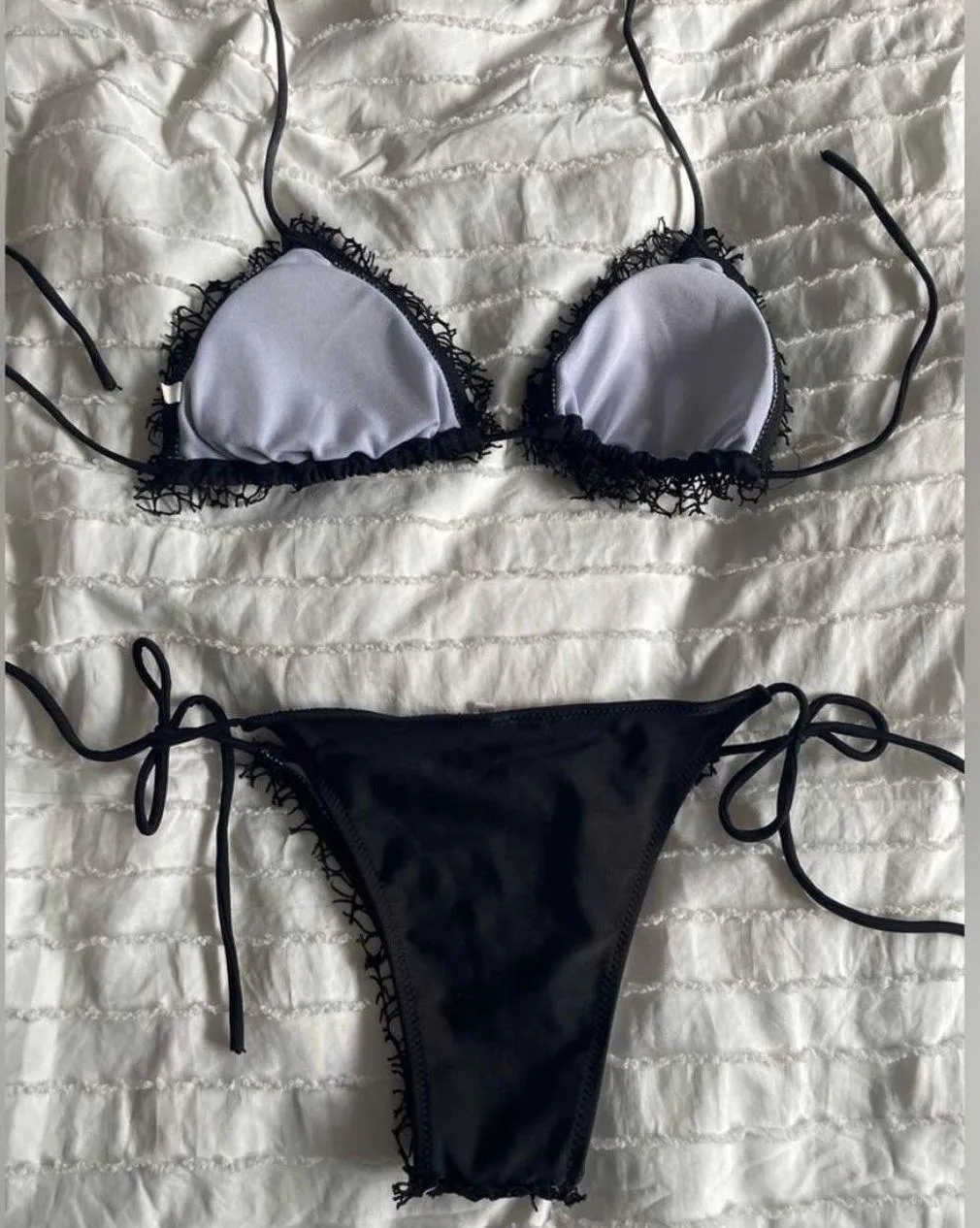 👙Black Lace Tie Bikini Set👙 Black Size M - Image 3