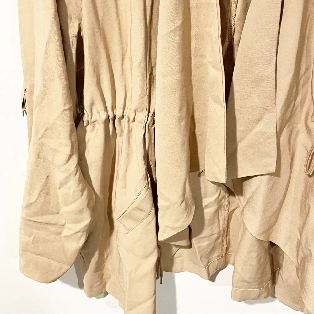 Torrid Plus Size 2X Tan Twill Draped Front Jacket Tab Sleeve Open Front Camel - Image 3