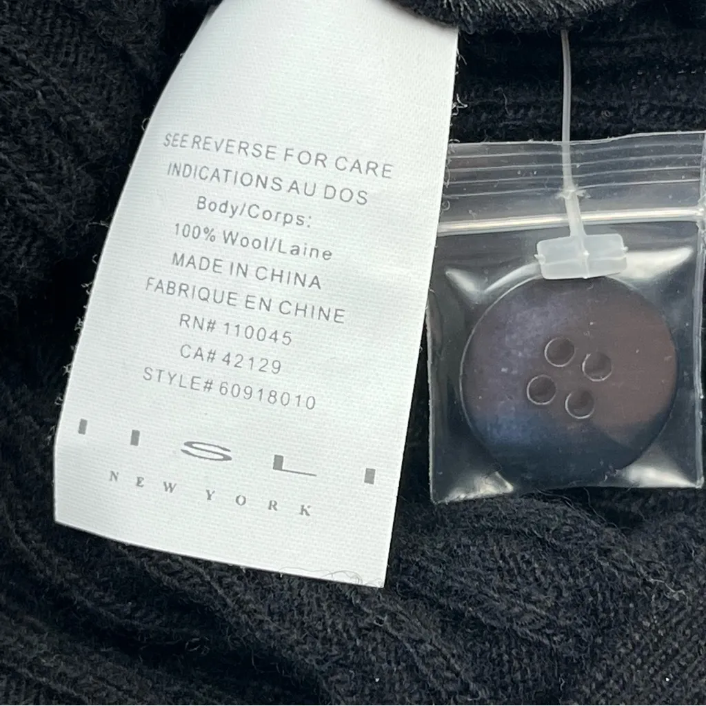 IISLI New York Cropped Bubble Cable‎ Knit Sweater Gaudi SZ 2 Black 100% Wool NEW - Image 5