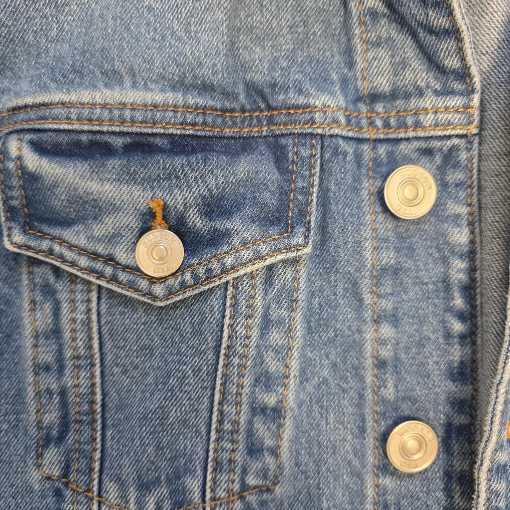 Hudson Denim Trucker Jacket Size Large XLarge Button Up Y2K Jean Western Rigid - Image 4