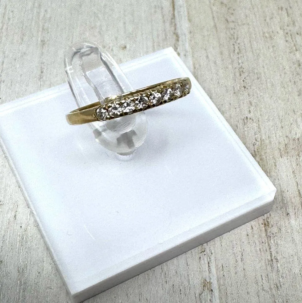 Solid 750 / 18K yellow gold with 8 diamonds, ring, size ~6 - Image 7