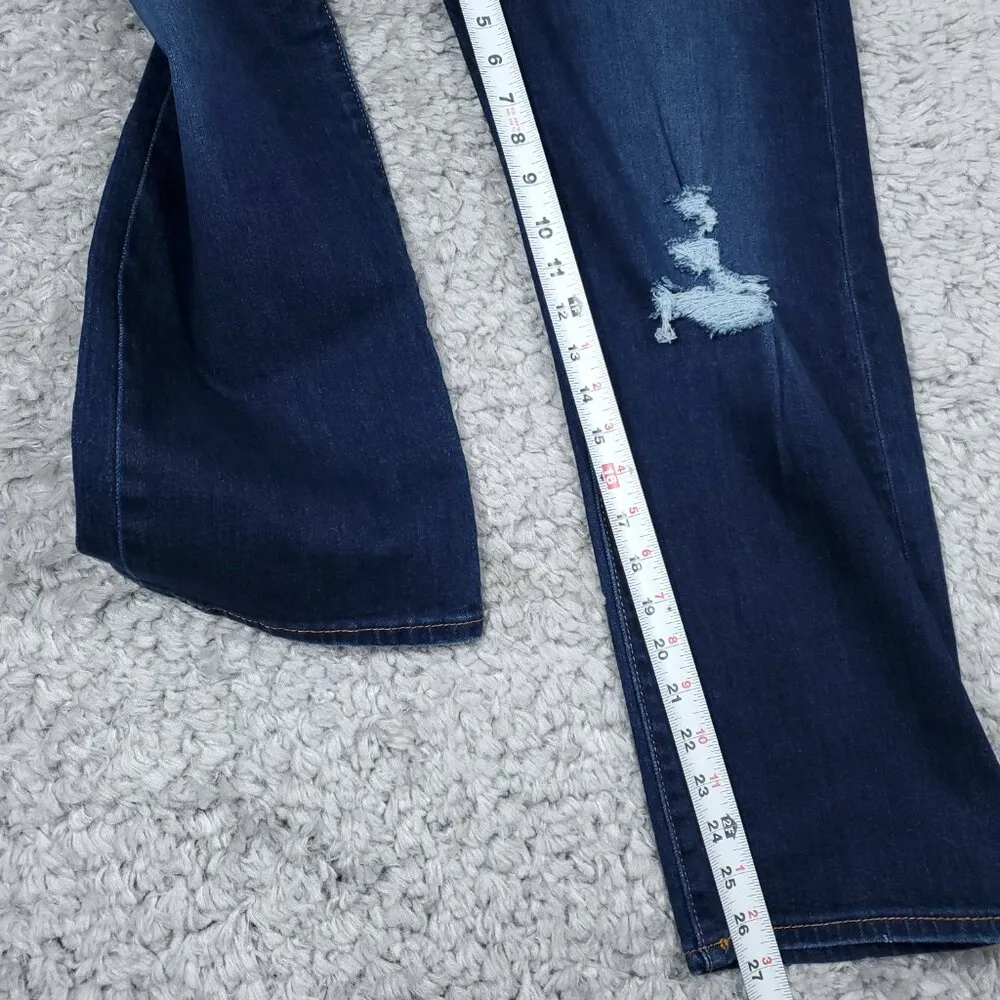 Levi's Ribcage Straight Ankle Stretch Jeans Dark Wash Blue Size 27x27 Ripped - Image 10