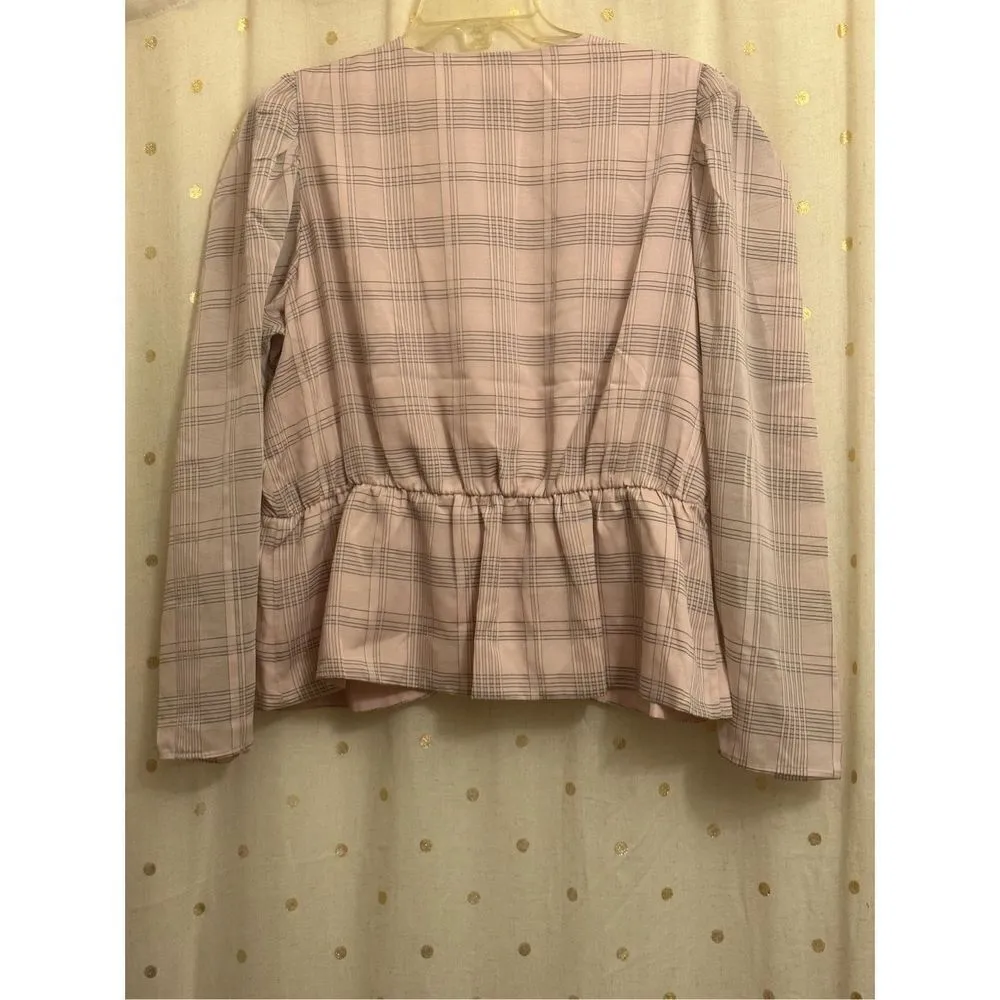 Express Check Print Faux wrap front peplum top - truffle pink - XLarge - Image 8