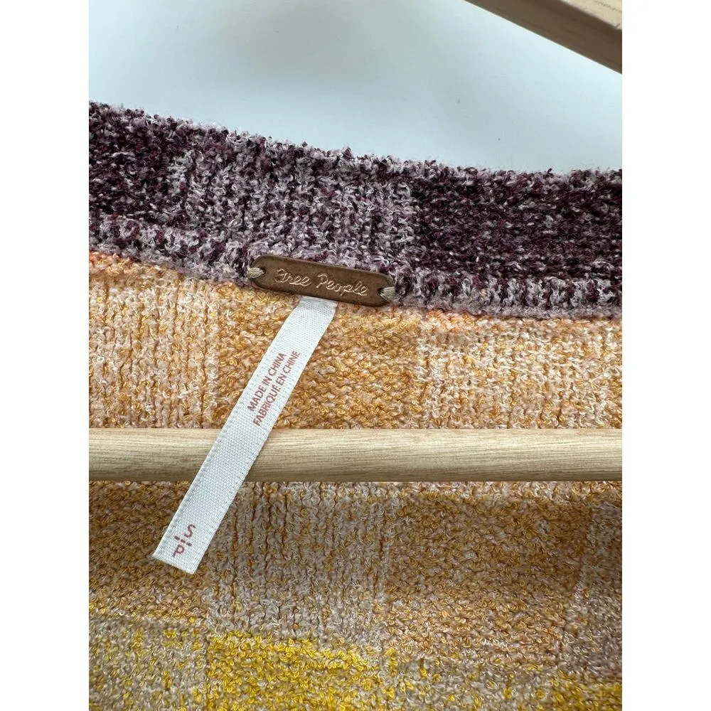 Free People Geometric Short Sleeve Chenille Sweater 60s Disco Rave Women Small - Image 6