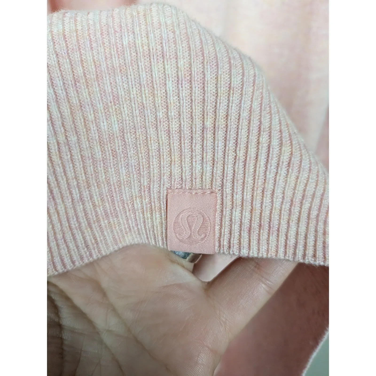 LULULEMON Cotton-Cashmere Knit Wrap Heathered Dew Pink Long Sleeve Women's 10 - Image 3