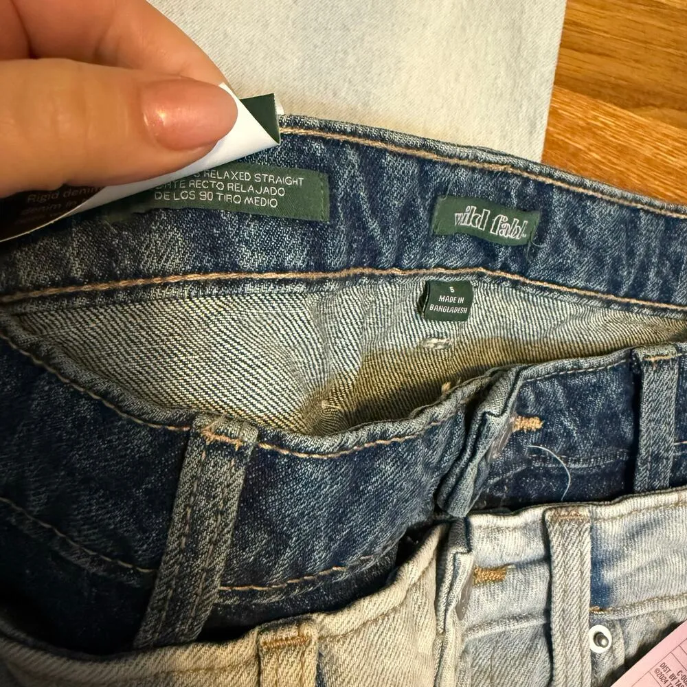 Wild Fable Womens 6 Easy Rigid Mid Rise Relaxed Straight Light Blue Jeans Retro - Image 9