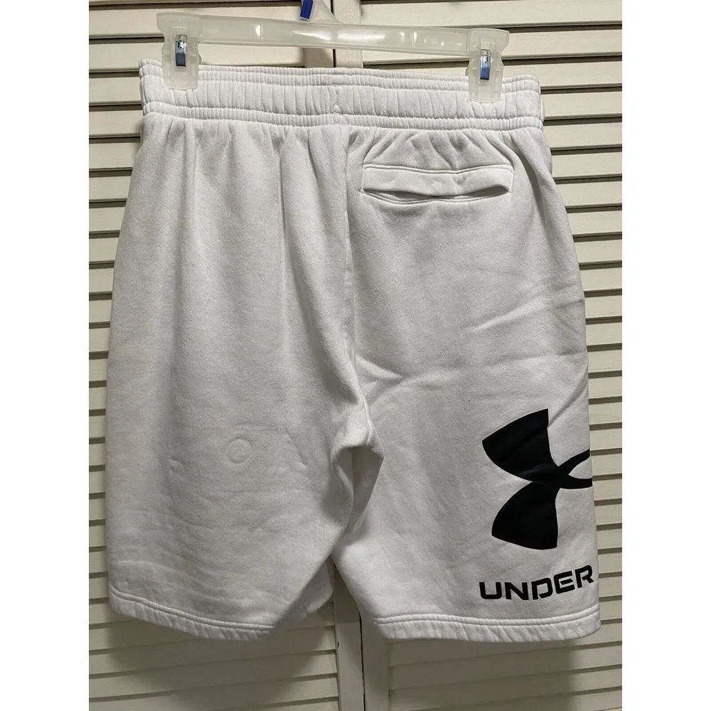 Under Armour White Cotton Long Short Elastic Tie Waist Logo Athletic Size‎ M - Image 4