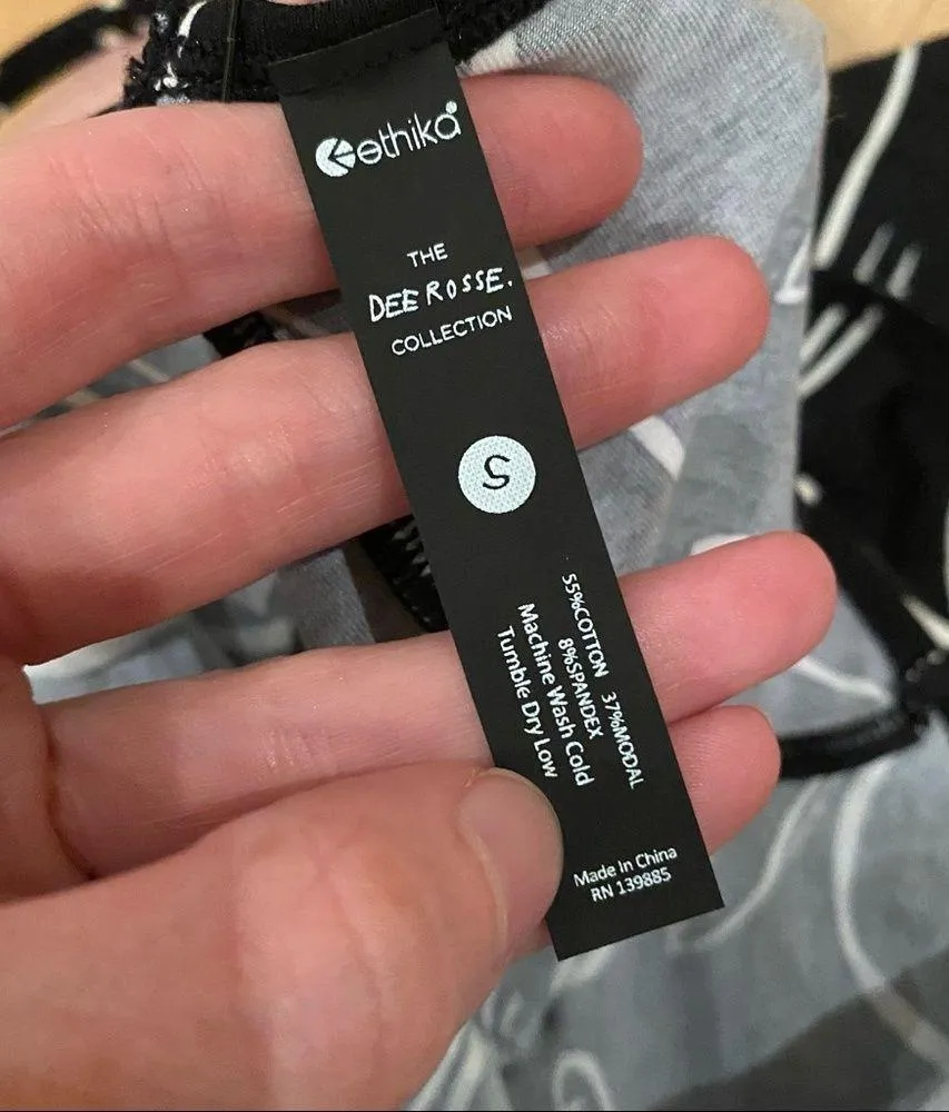 Ethika x Dee Rosse Bodysuit in Black & White Botanical Print - Image 6