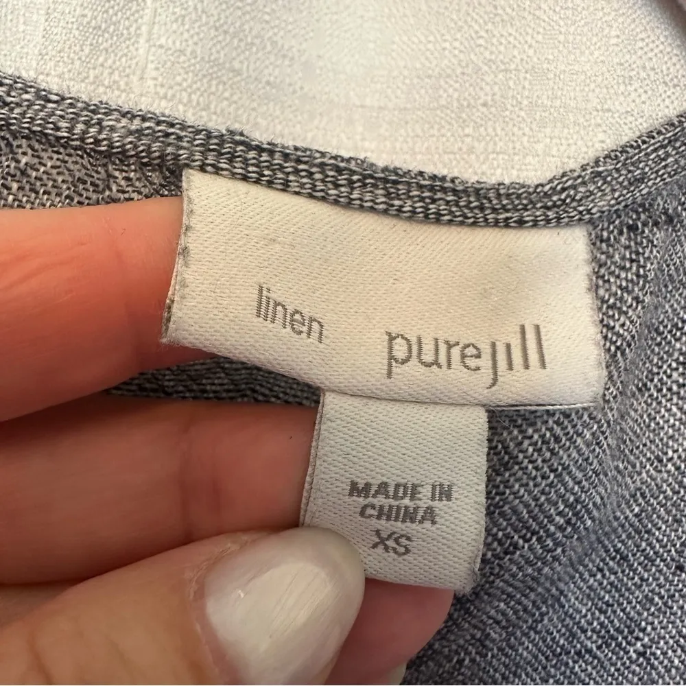 Linen Pure Jill J. Jill Blue Crinkle Long Sleeve Open Front Cardigan Top Sz XS - Image 3