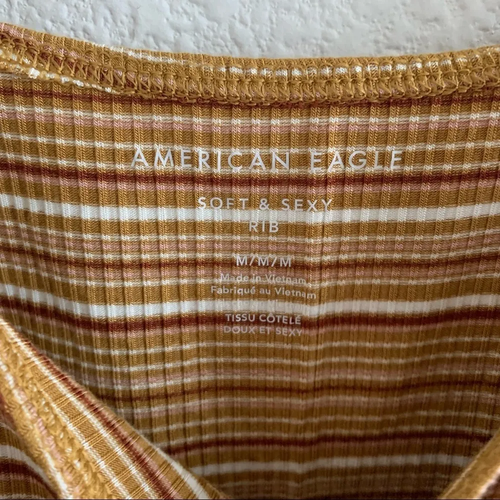 NWT American Eagle Soft & Sexy Crop Tank Ribbed Mustard Pink Brown White… - Image 3
