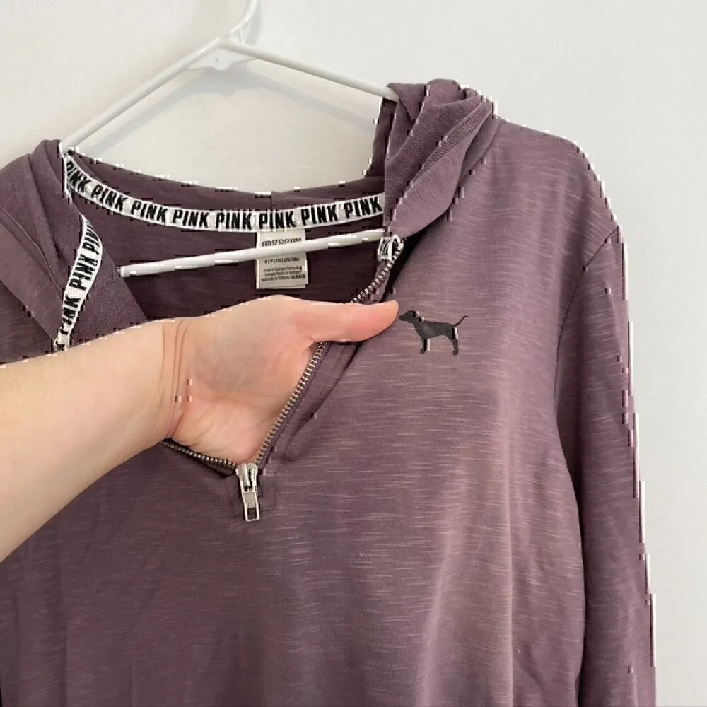 PINK VS VICTORIA'S SECRET Purple 1/4 Zip Lightweight Pullover Hoodie Sweatshirt - Image 5