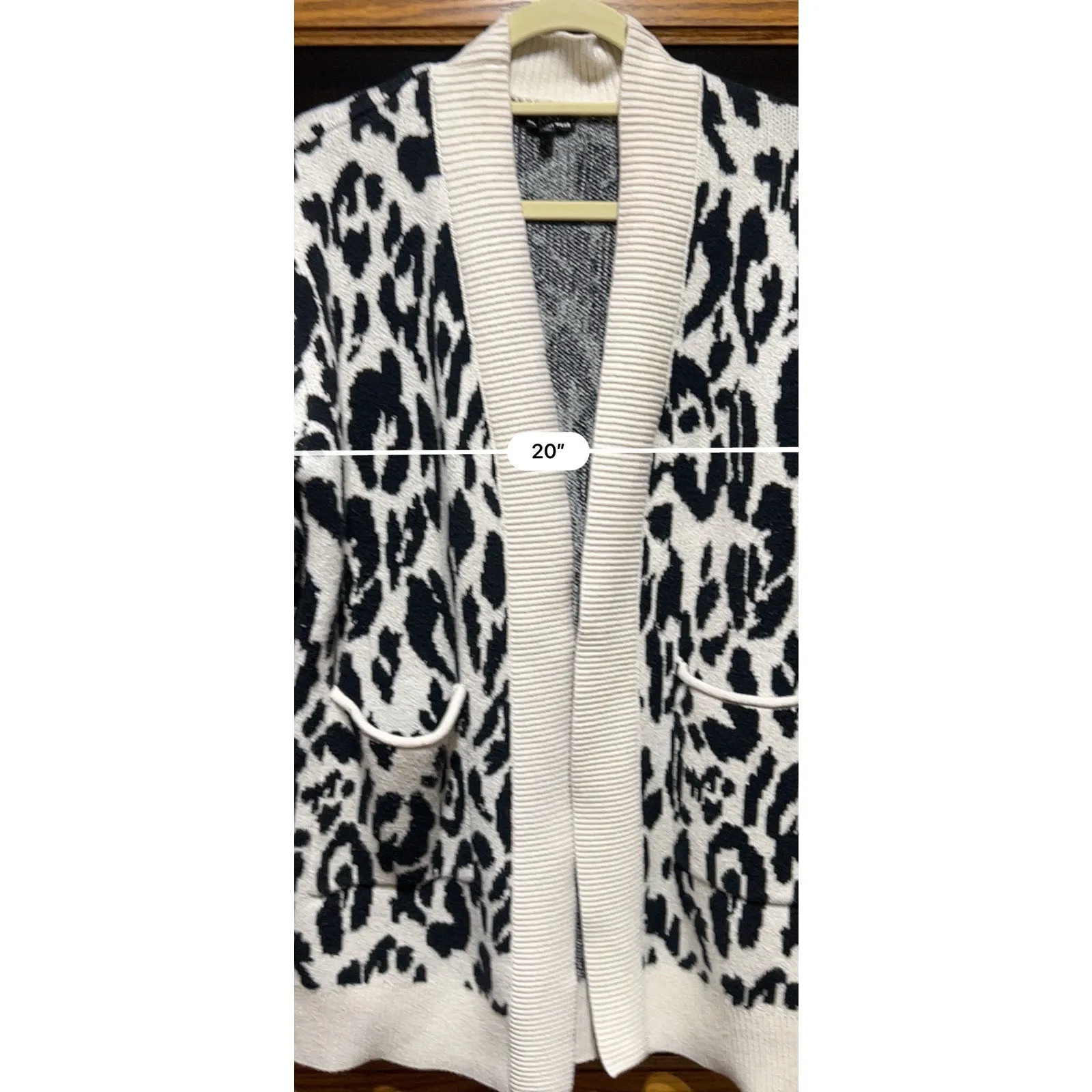 Who What Wear Open Front Cardigan Size Cream/Black Animal print Women’s M - Image 7