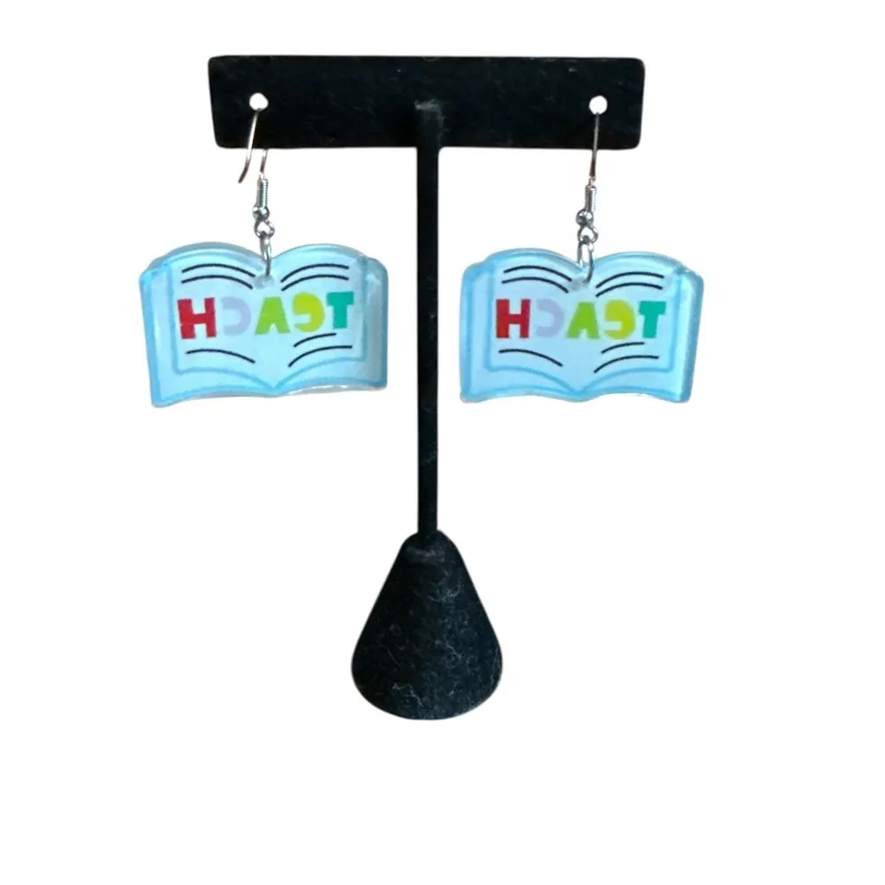 3/$20 Colorful 'Teach' Book Earrings - Image 5
