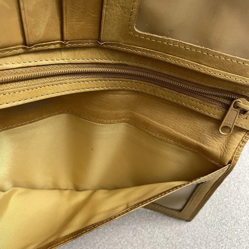 DeCoro Leather Wallet Tan Womens Embossed Snap Card Case Travel Organizer 9x4.75 - Image 10