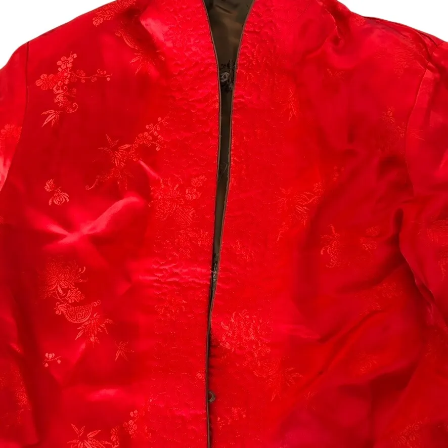 Vtg Peony Brand Satin Chinese Jacket Sz S Reversible Gold Bronze Red Shanghai - Image 10