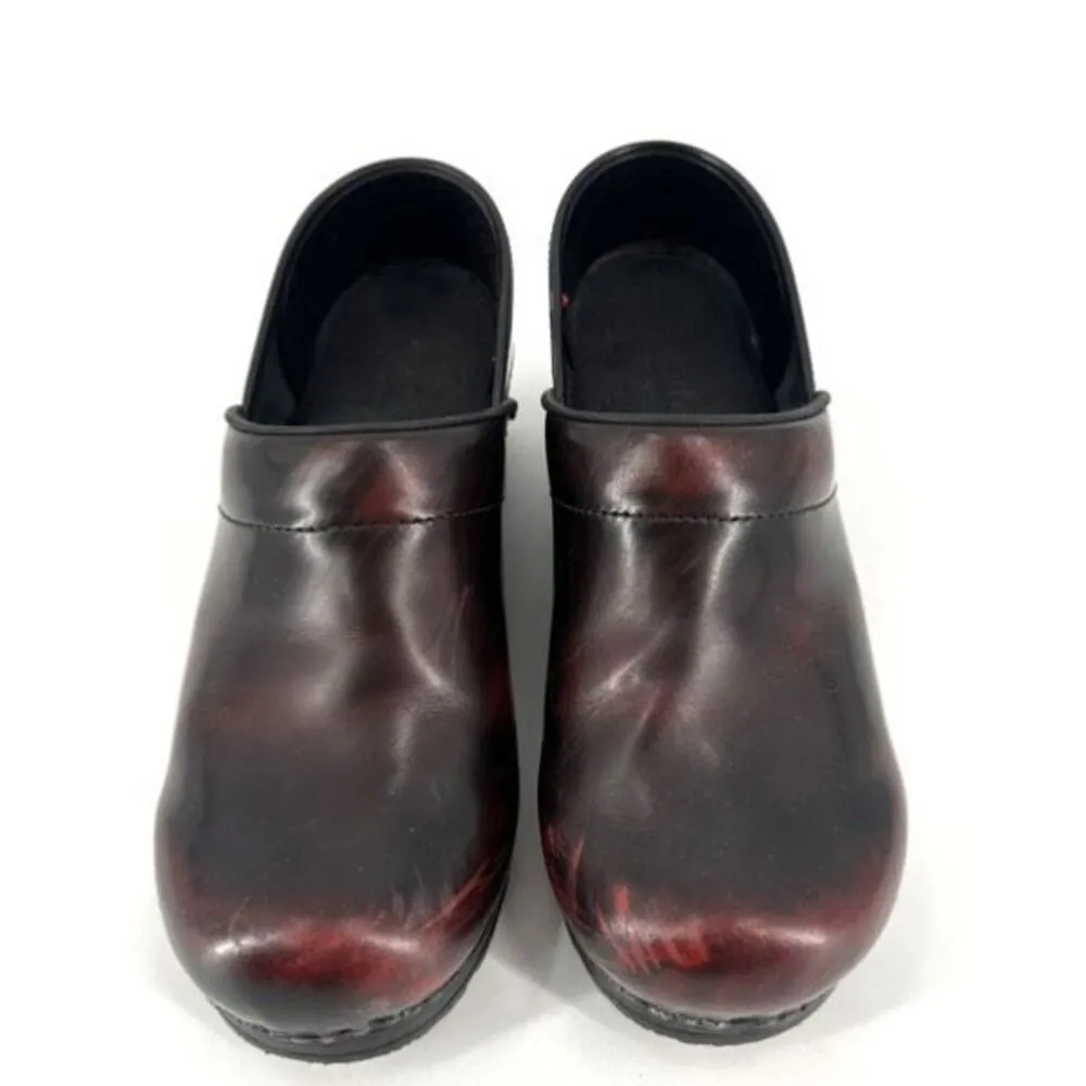 Sanita‎ Pro. Cabrio Womens Leather Slip On Danish Clogs Bordeaux Size 39 7.5 - Image 2