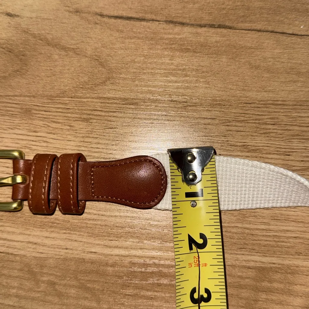 Vintage COACH Genuine Leather &‎ Linen Belt Size 38/95 cm Style 3815 Tan Brass - Image 10