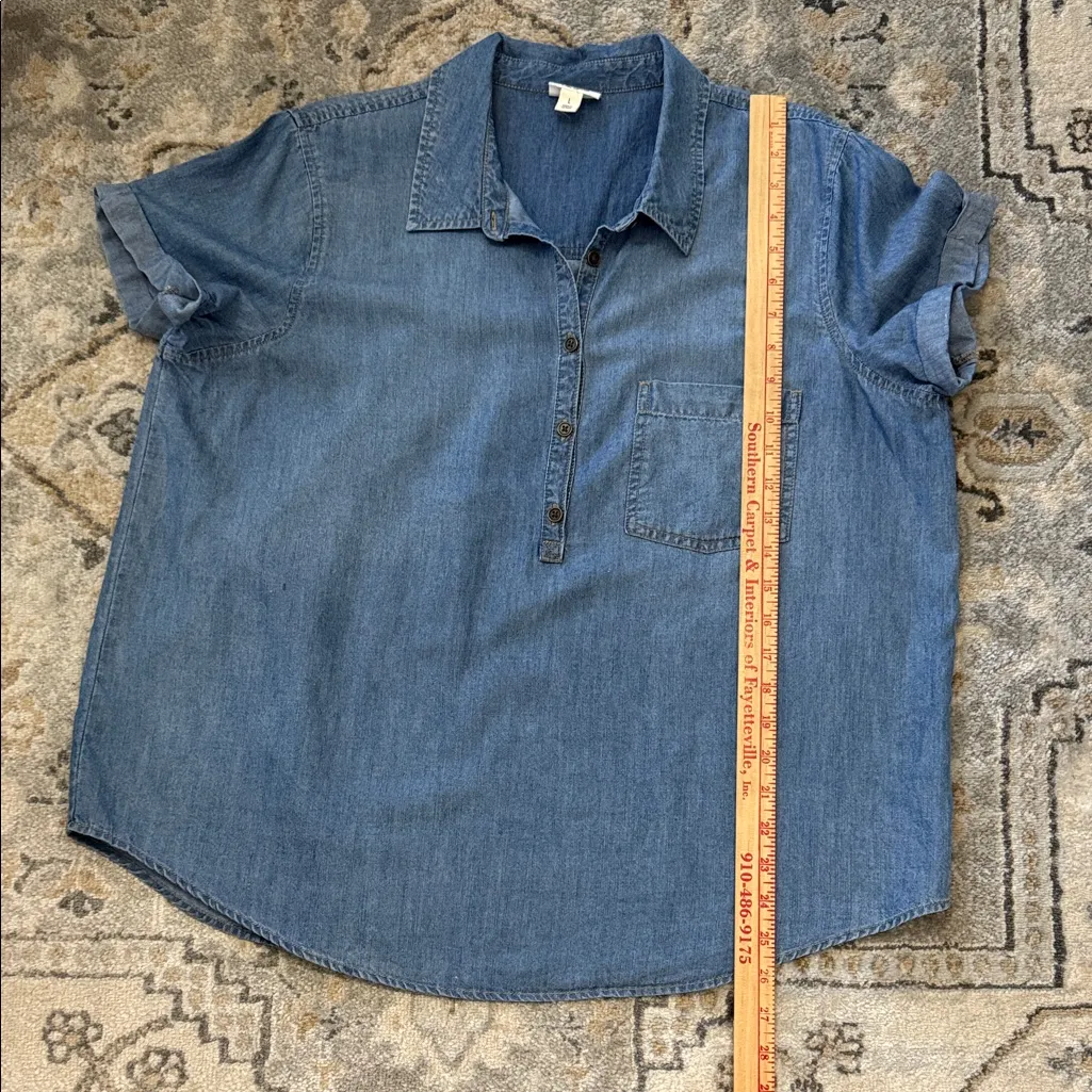 a.n.a Casual Denim Blue Button Down Shirt - Image 7