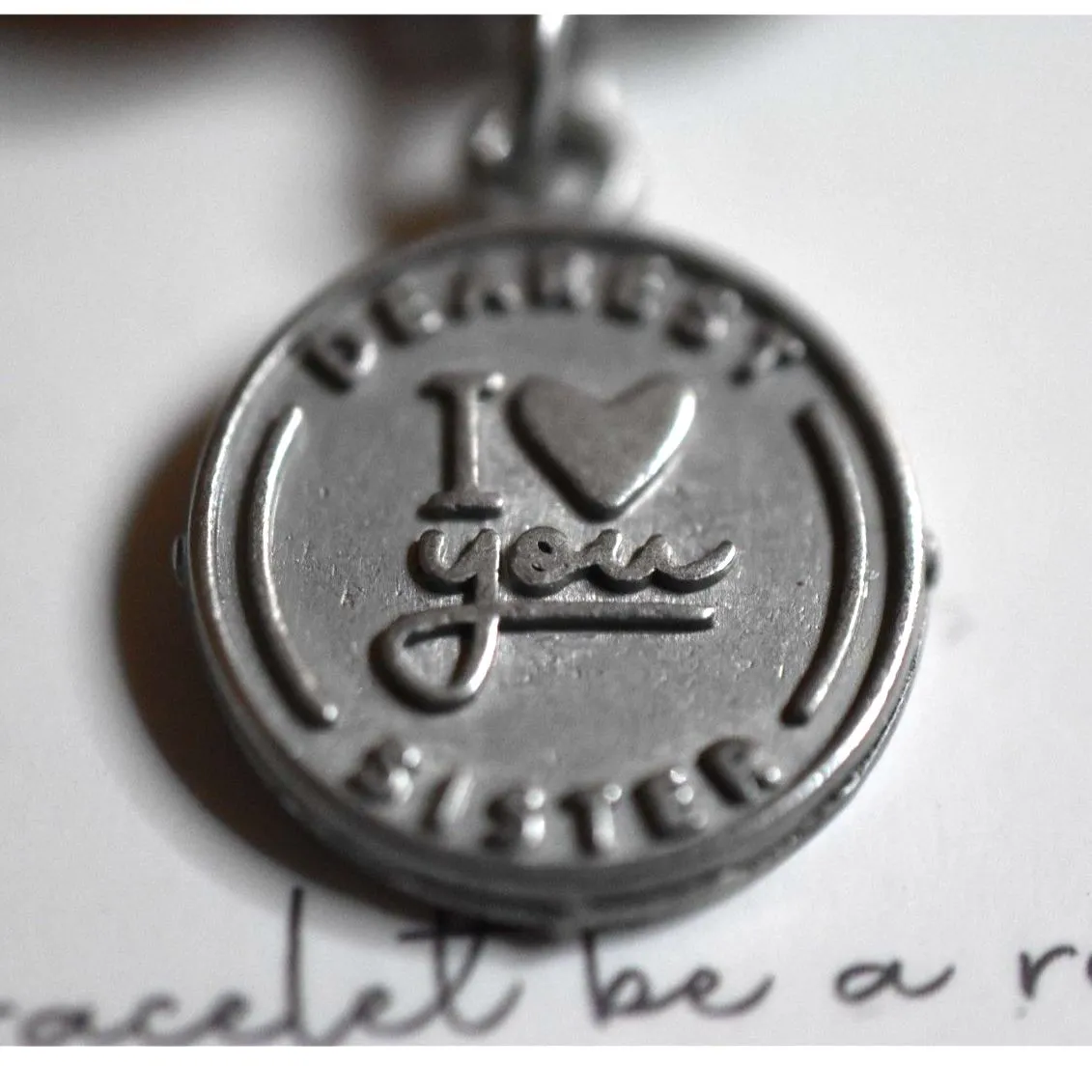 NWT Jilzarah To My Sister Dearest I Luv You Sister Charm Unique Beads Bracelet Silver - Image 3