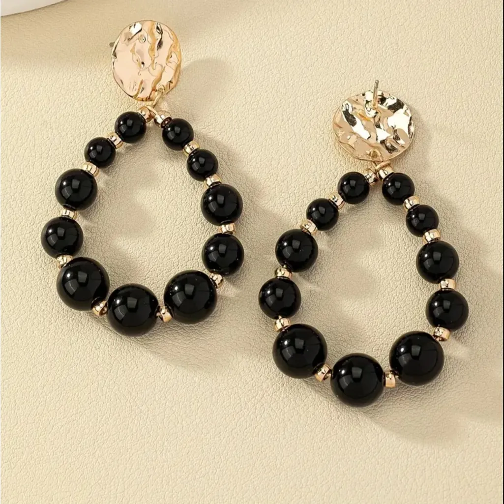Black‎ Beaded Earrings - Image 9