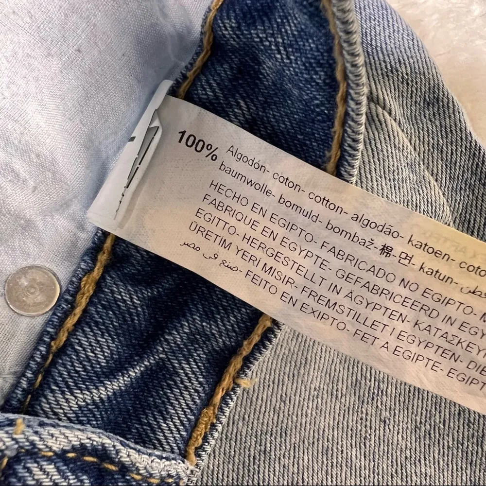 Zara Light Wash Distressed Denim Bermuda Shorts - Image 11