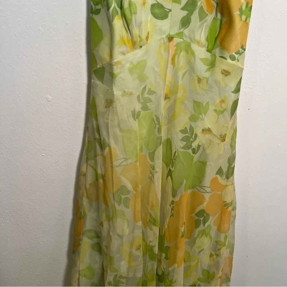 Vintage Union Made Halter Dress Green Yellow Floral Size 4 - Image 5