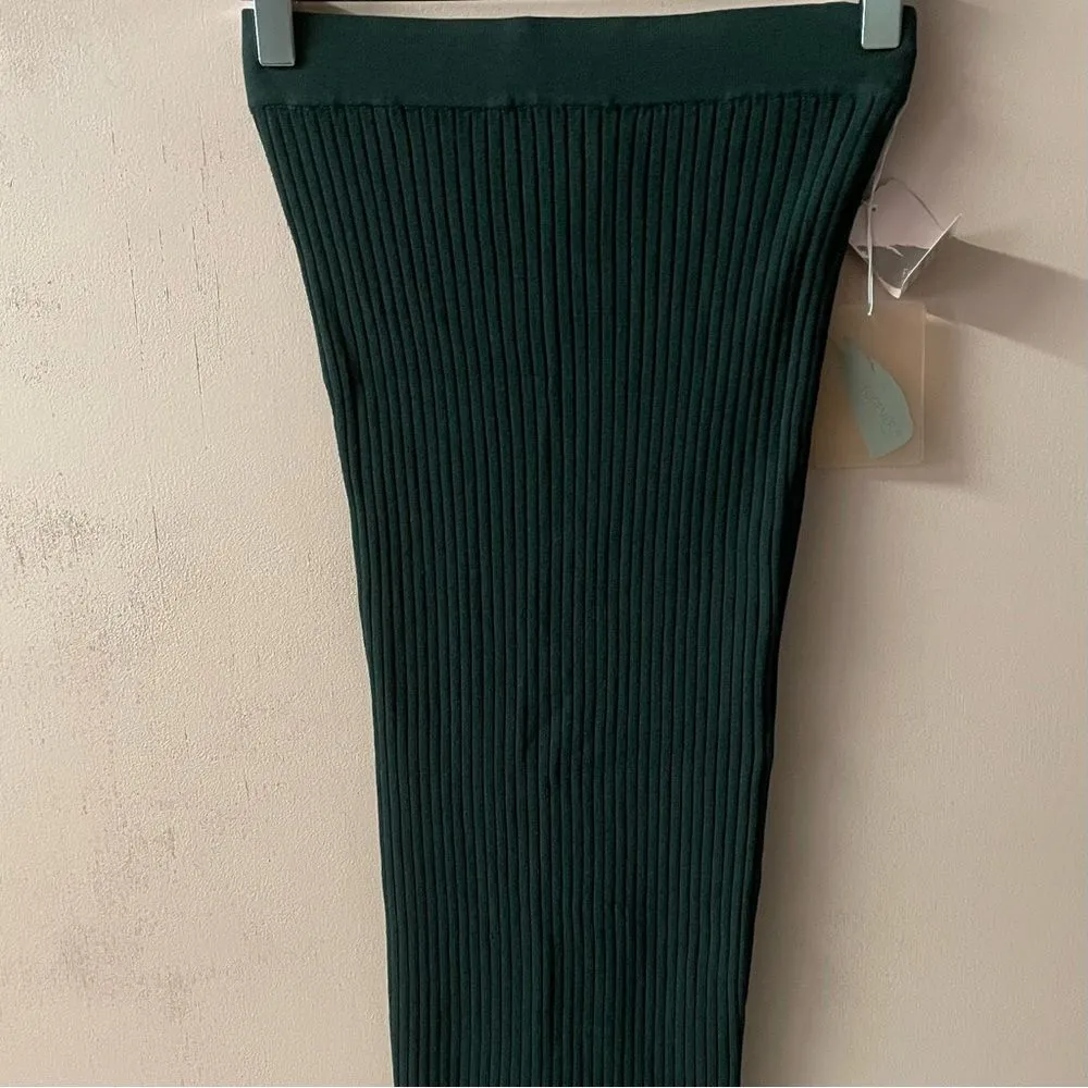 Forever 21 Contemporary Dark Green Ribbed Pencil Skirt NWT Size S - Image 9