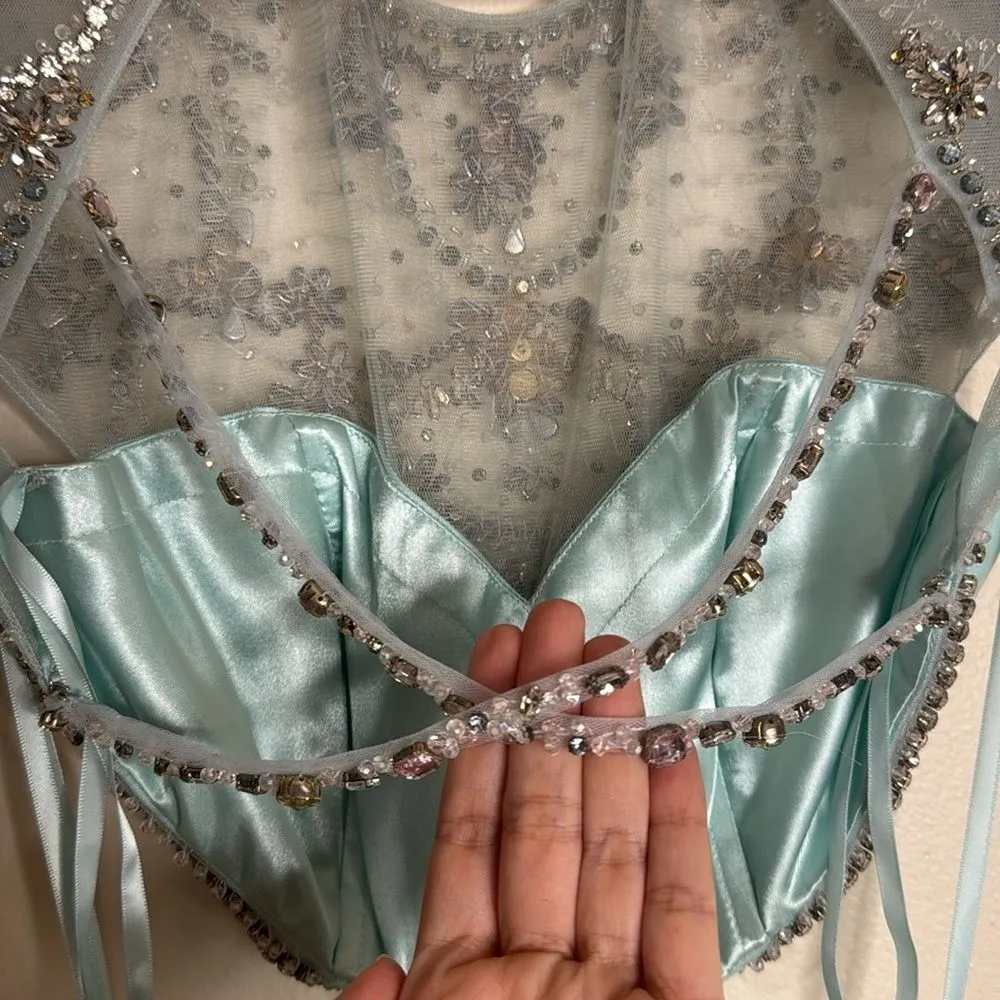 MAC DUGGAL 2025 RUFFLE EMBELLISHED MAXI DRESS FLORAL CHIFFON 68470 size 2 - Image 9